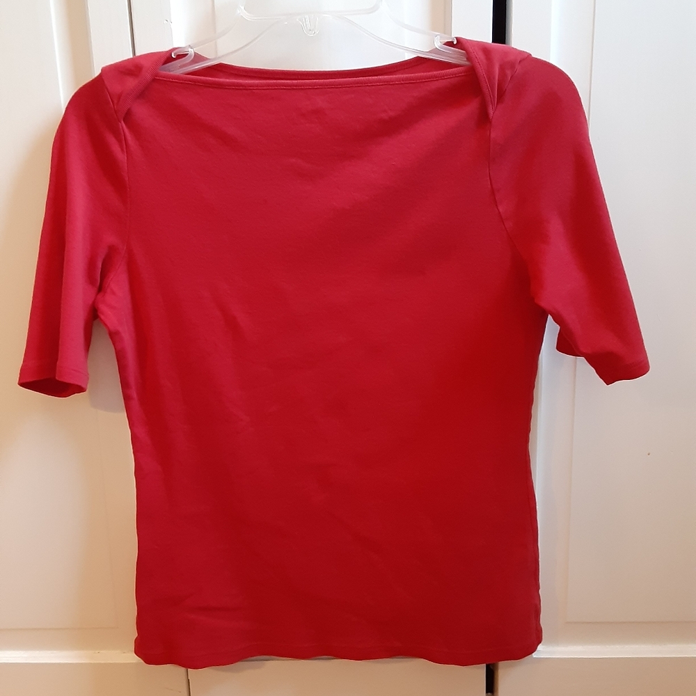 Red Talbot's Pima Cotton Straight-Neckline Tee